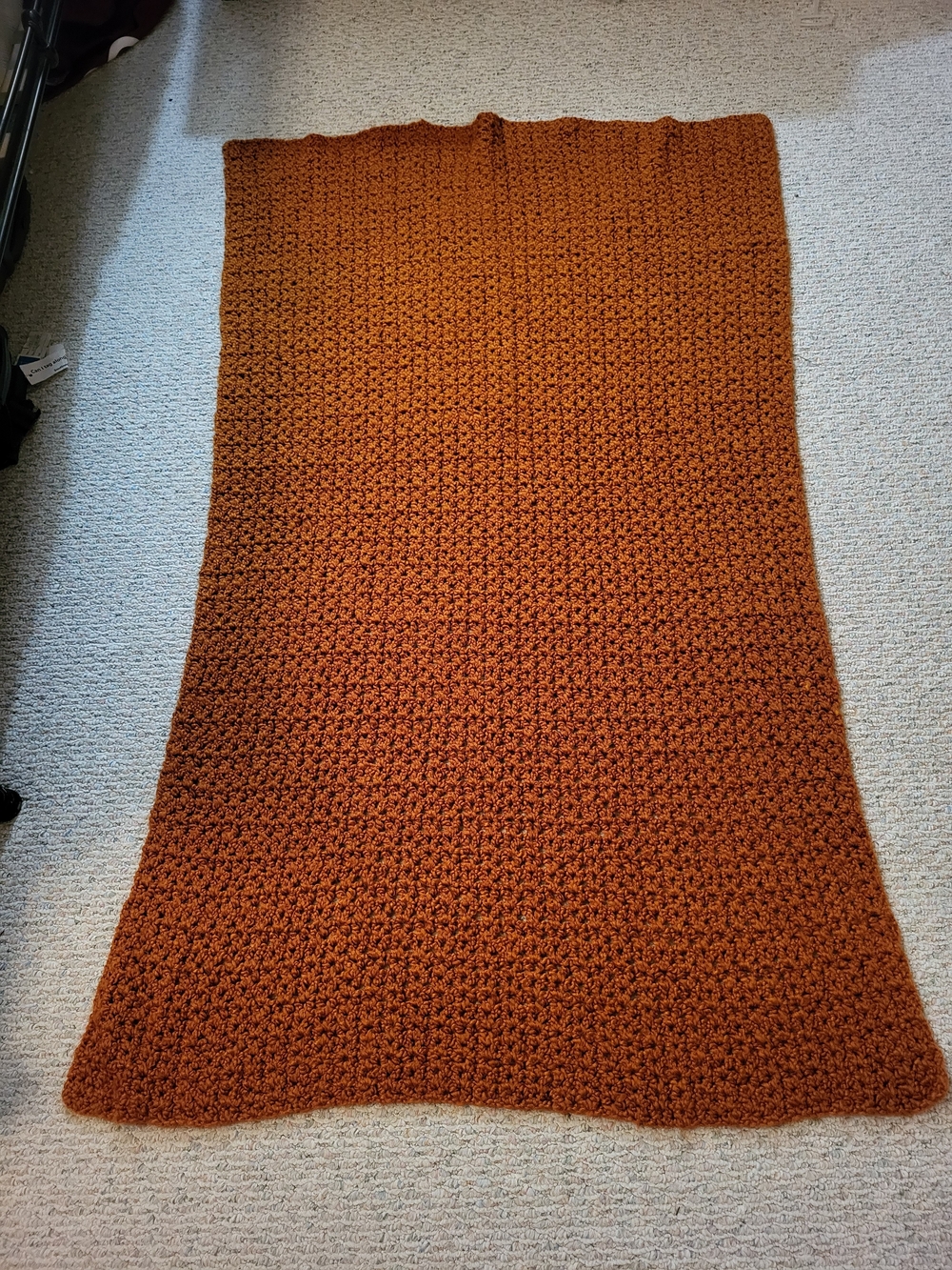 Handmade Crochet Throw in Rust Orange